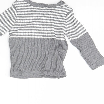 Preworn Baby Grey Striped  Pullover Jumper Size 3-6 Months