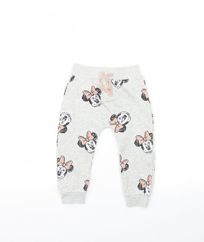 George Girls Grey Animal Print  Jogger Trousers Size 12 Years - Minnie mouse