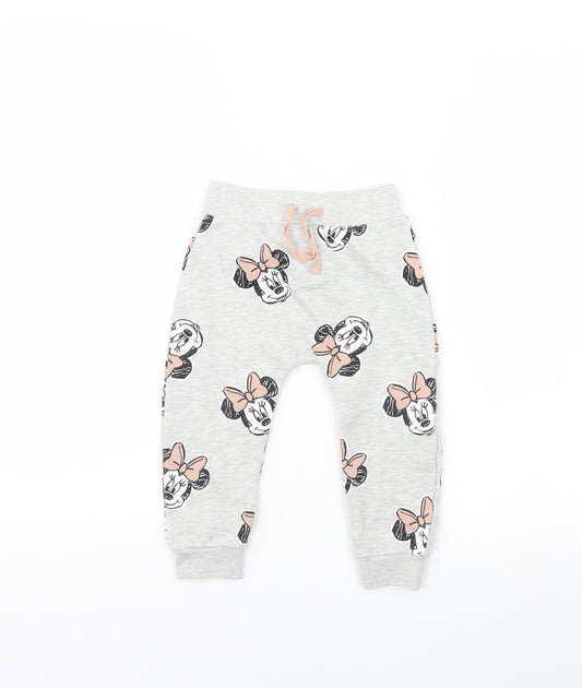 George Girls Grey Animal Print  Jogger Trousers Size 12 Years - Minnie mouse