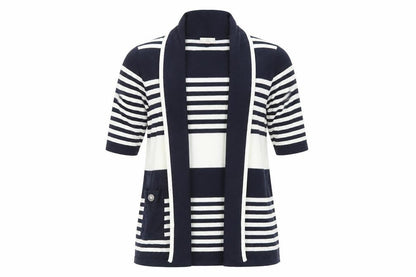 Country Casuals Petite Womens Blue Striped Jacket Size S