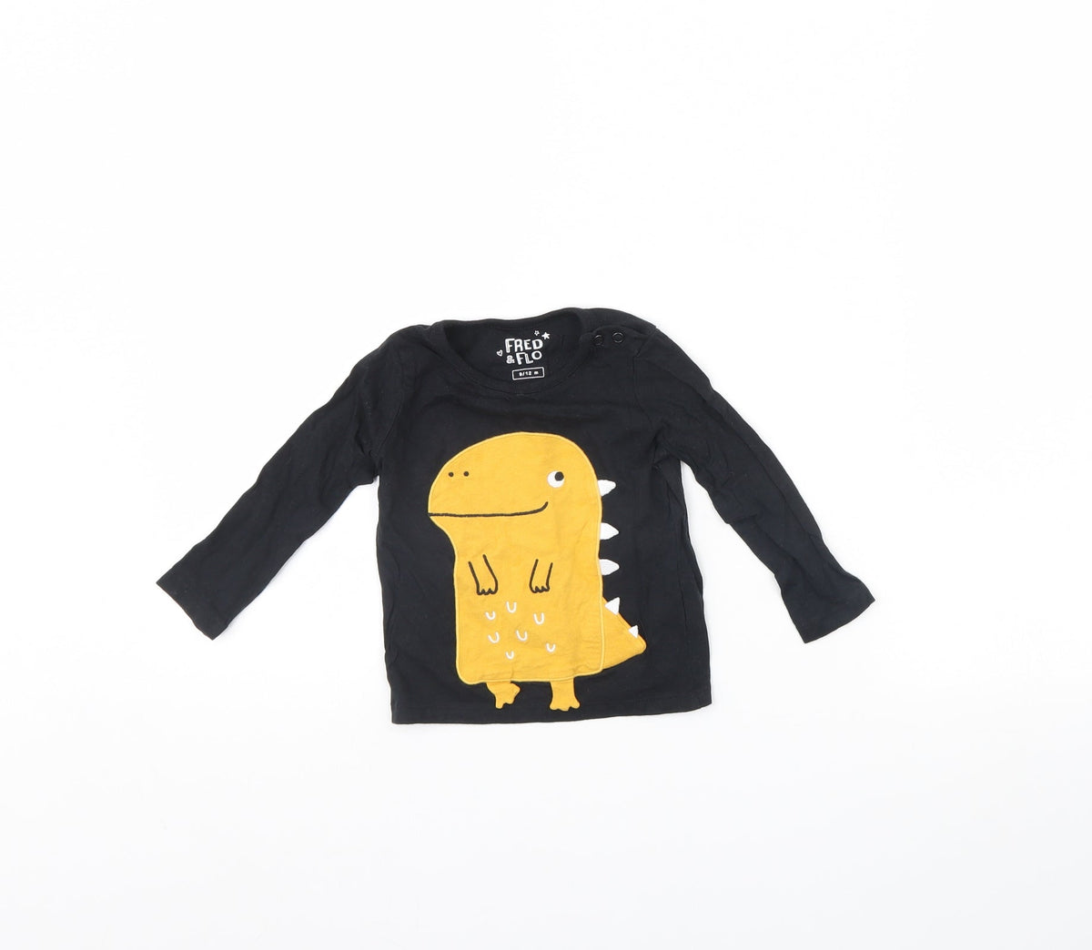 F&F Baby Black   Basic T-Shirt Size 9-12 Months  - Dinosaur