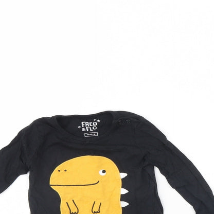 F&F Baby Black   Basic T-Shirt Size 9-12 Months  - Dinosaur