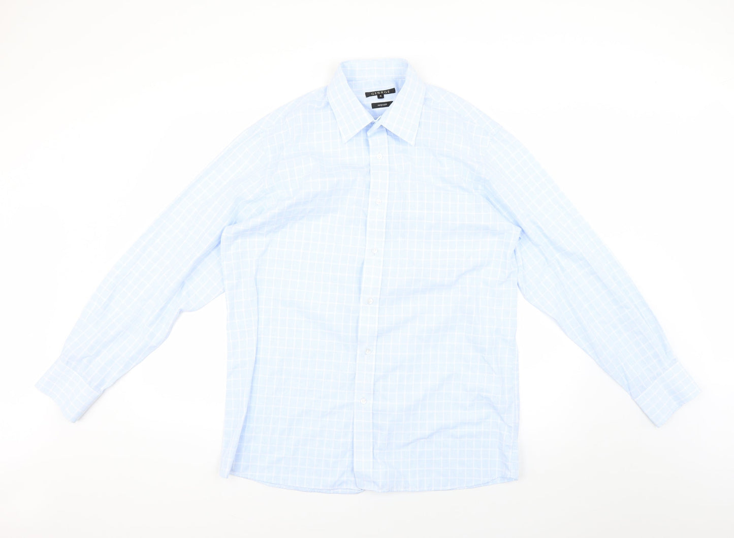 George Womens Blue Check  Basic Button-Up Size 16