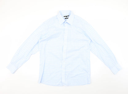 George Womens Blue Check  Basic Button-Up Size 16