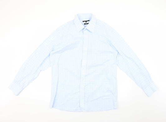 George Womens Blue Check  Basic Button-Up Size 16