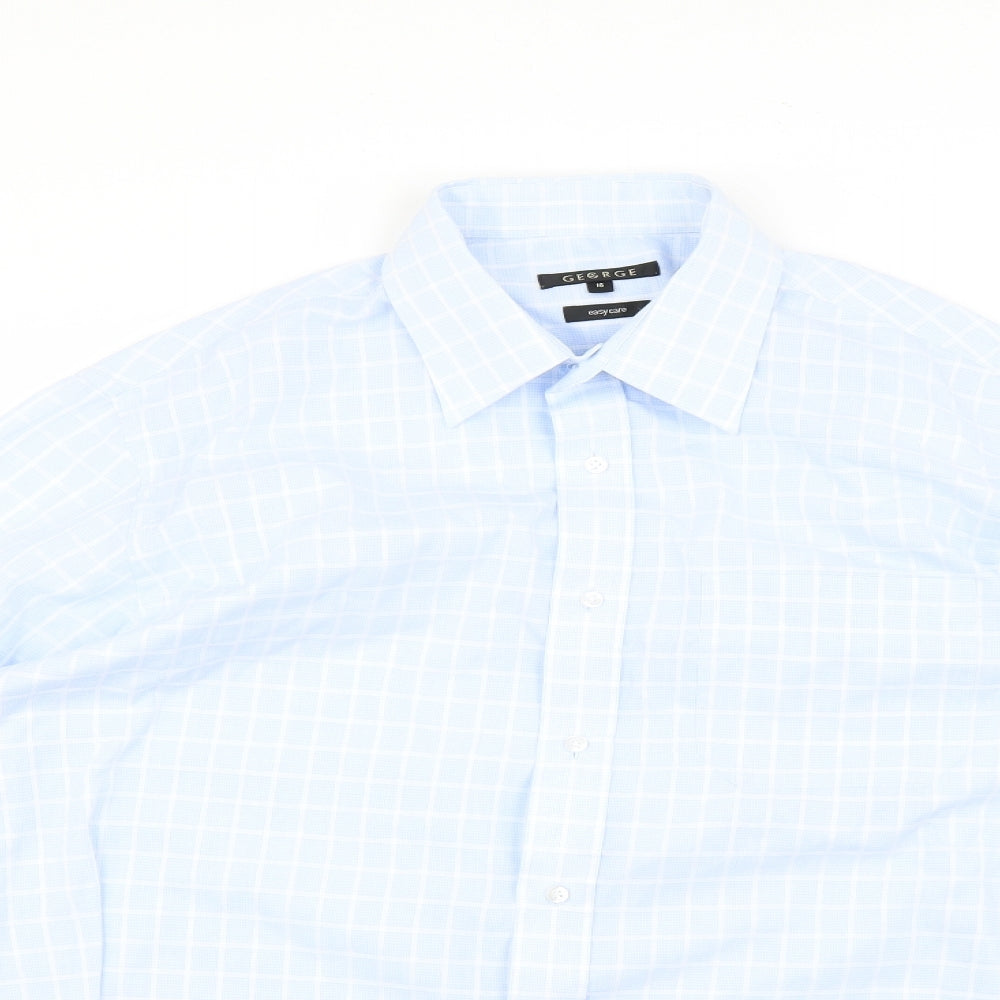 George Womens Blue Check  Basic Button-Up Size 16