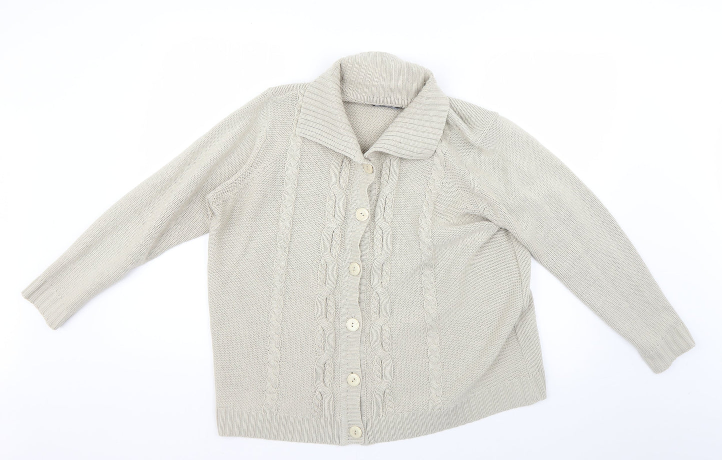 Womens UK Size L BM Beige Cardigan Jumper