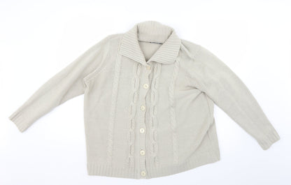 Womens UK Size L BM Beige Cardigan Jumper