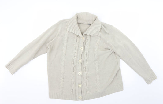 Womens UK Size L BM Beige Cardigan Jumper