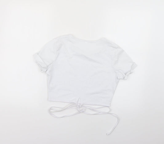 Womens UK Size XS Preworn White Basic T-Shirt