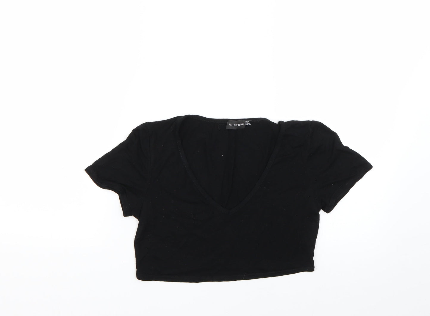 Womens UK Size 8 PRETTYLITTLETHING Black Basic Blouse