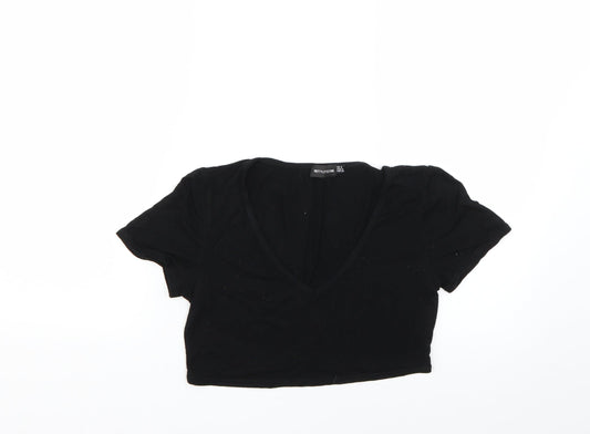 Womens UK Size 8 PRETTYLITTLETHING Black Basic Blouse