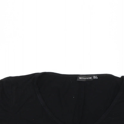 Womens UK Size 8 PRETTYLITTLETHING Black Basic Blouse