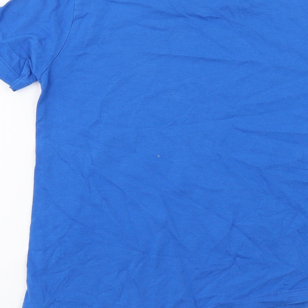Benetton Girls Blue Geometric  Basic Polo Size 6-7 Years  - Asymetric