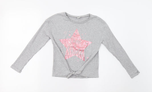 TU Girls Grey   Basic Blouse Size 9 Years  - Star