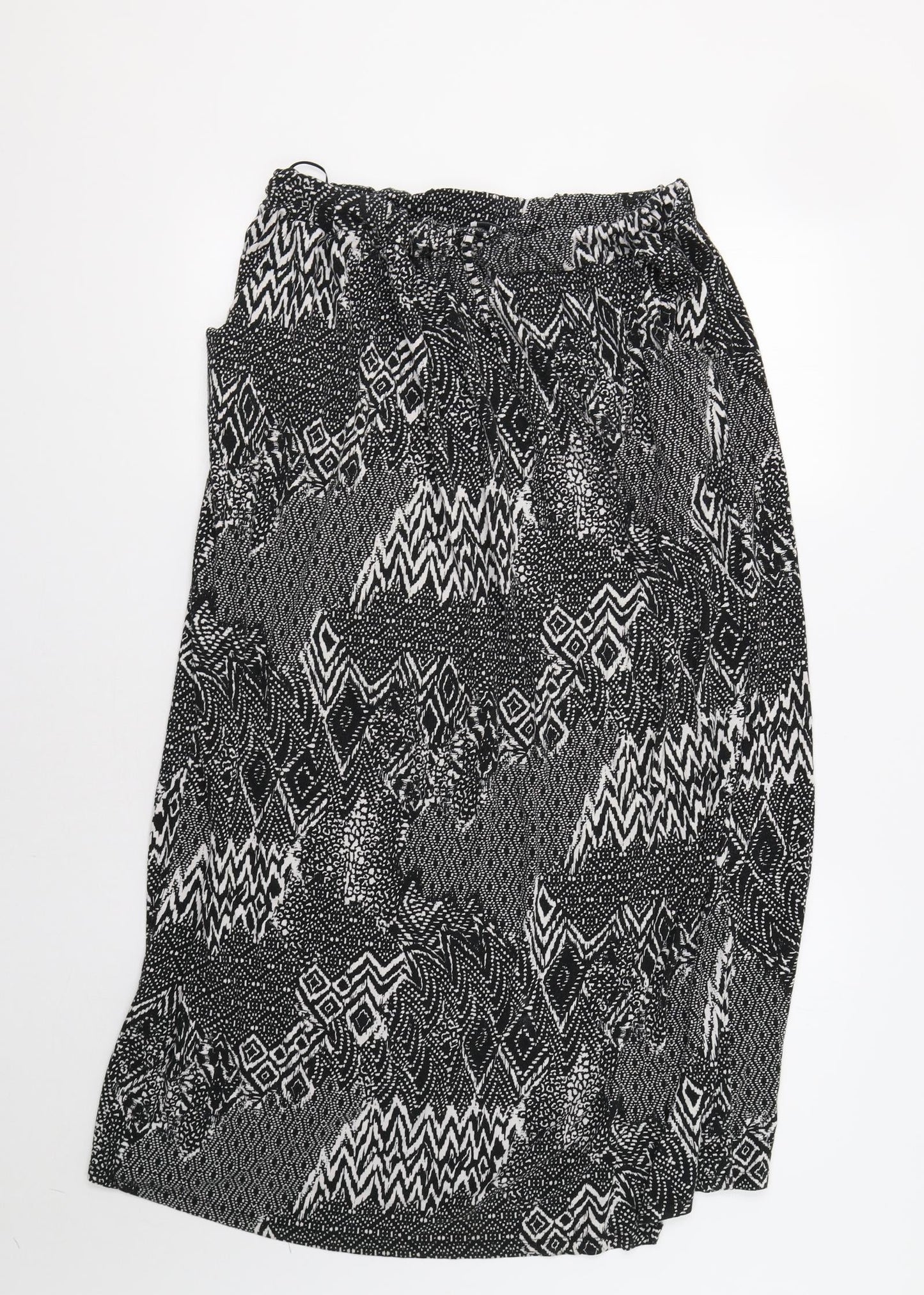 TU Womens Black Geometric  A-Line Skirt Size 16
