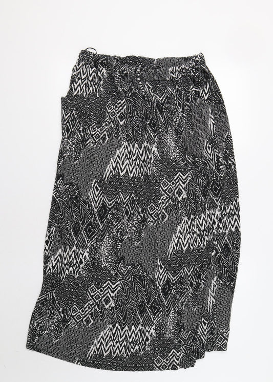 TU Womens Black Geometric  A-Line Skirt Size 16