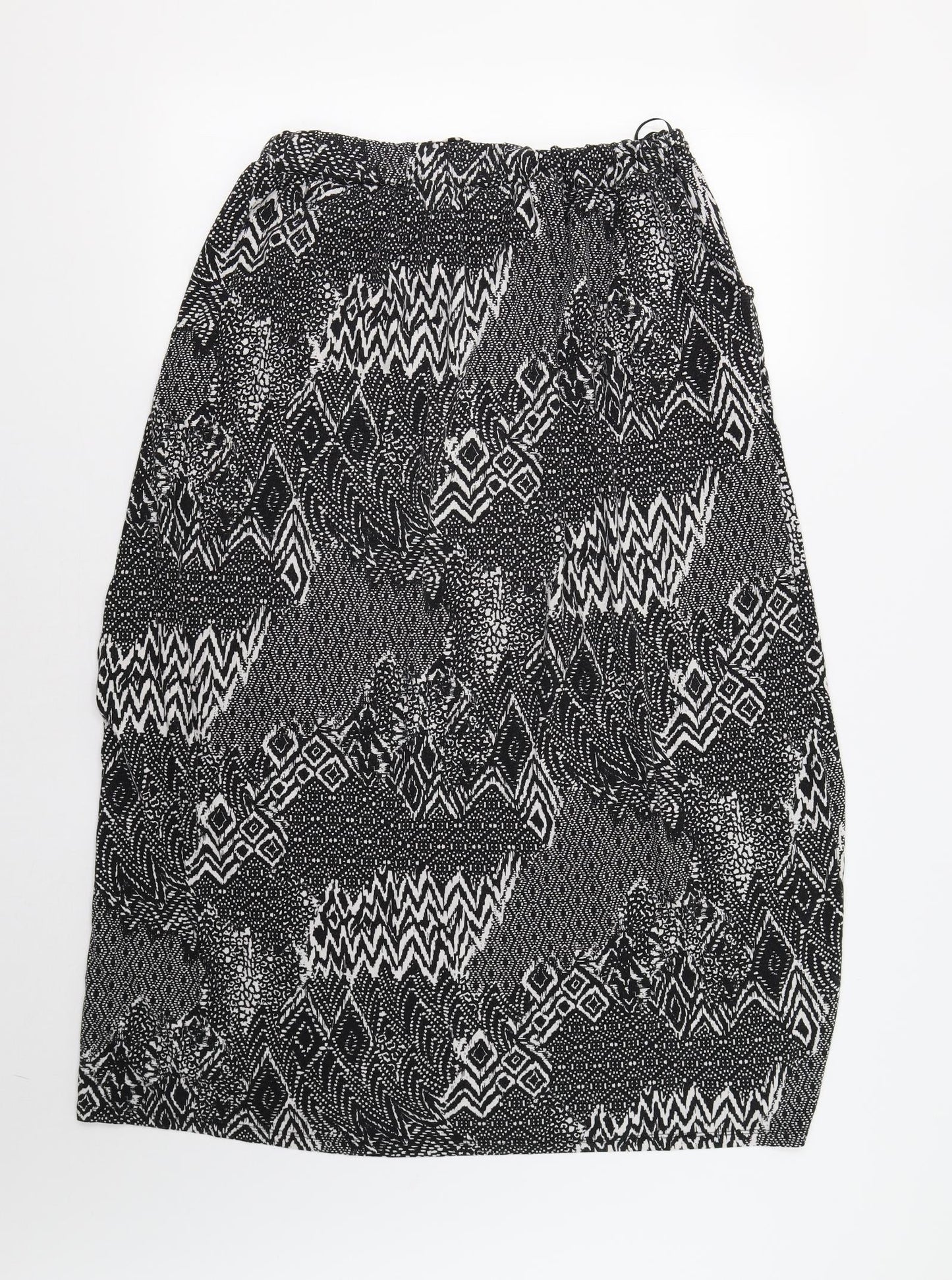 TU Womens Black Geometric  A-Line Skirt Size 16