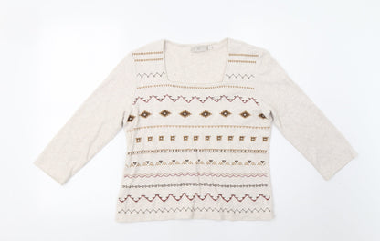 CC Womens Beige Geometric  Basic Blouse Size M