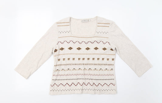 CC Womens Beige Geometric  Basic Blouse Size M