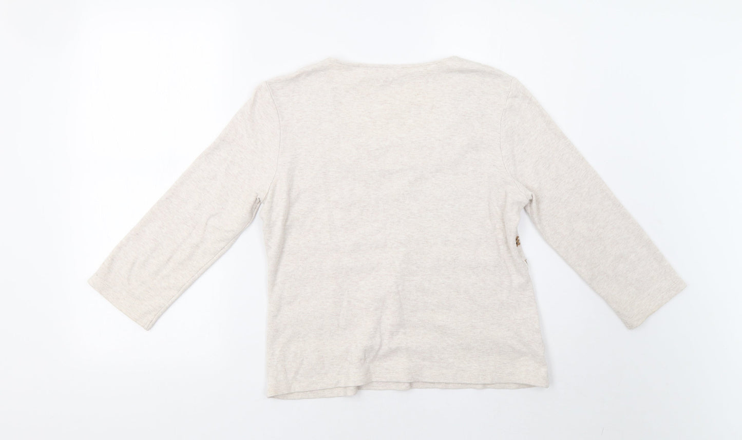 CC Womens Beige Geometric  Basic Blouse Size M