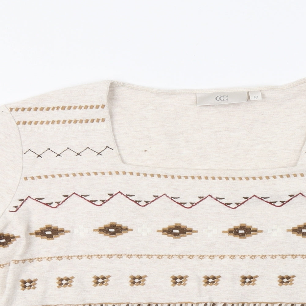 CC Womens Beige Geometric  Basic Blouse Size M