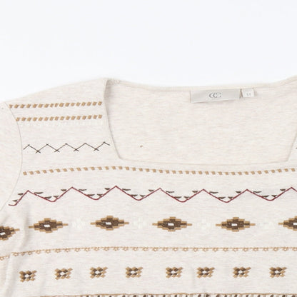 CC Womens Beige Geometric  Basic Blouse Size M