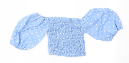 Missim Womens Blue Polka Dot  Basic Blouse Size 6  - Elasticated Bodice