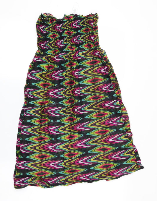 Ocean Club Womens Black Geometric  Fit & Flare  Size 8  - Beach Dress