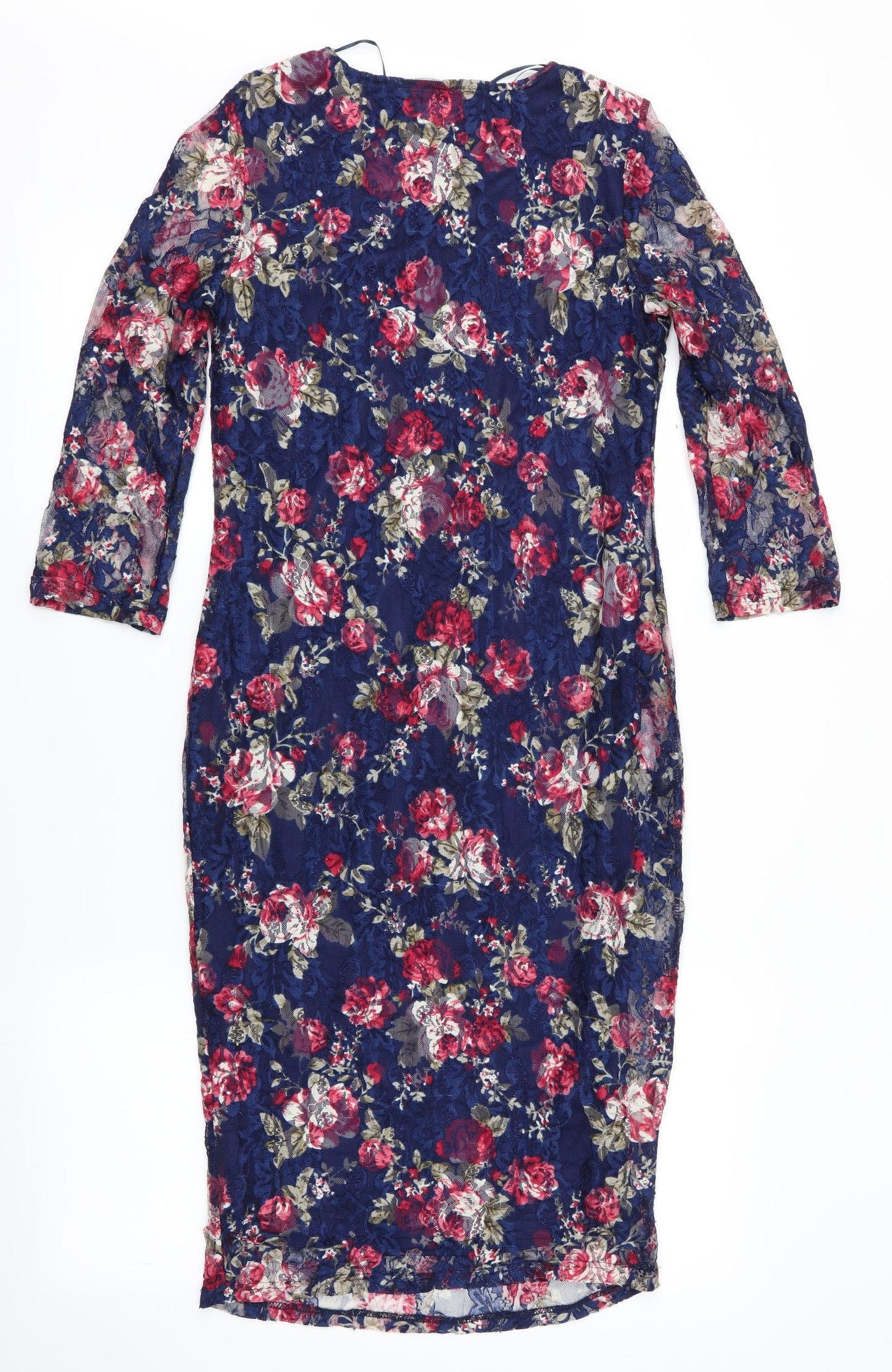 Pussycat London Womens Blue Floral  Bodycon  Size 10  - Lace Overlay Dress