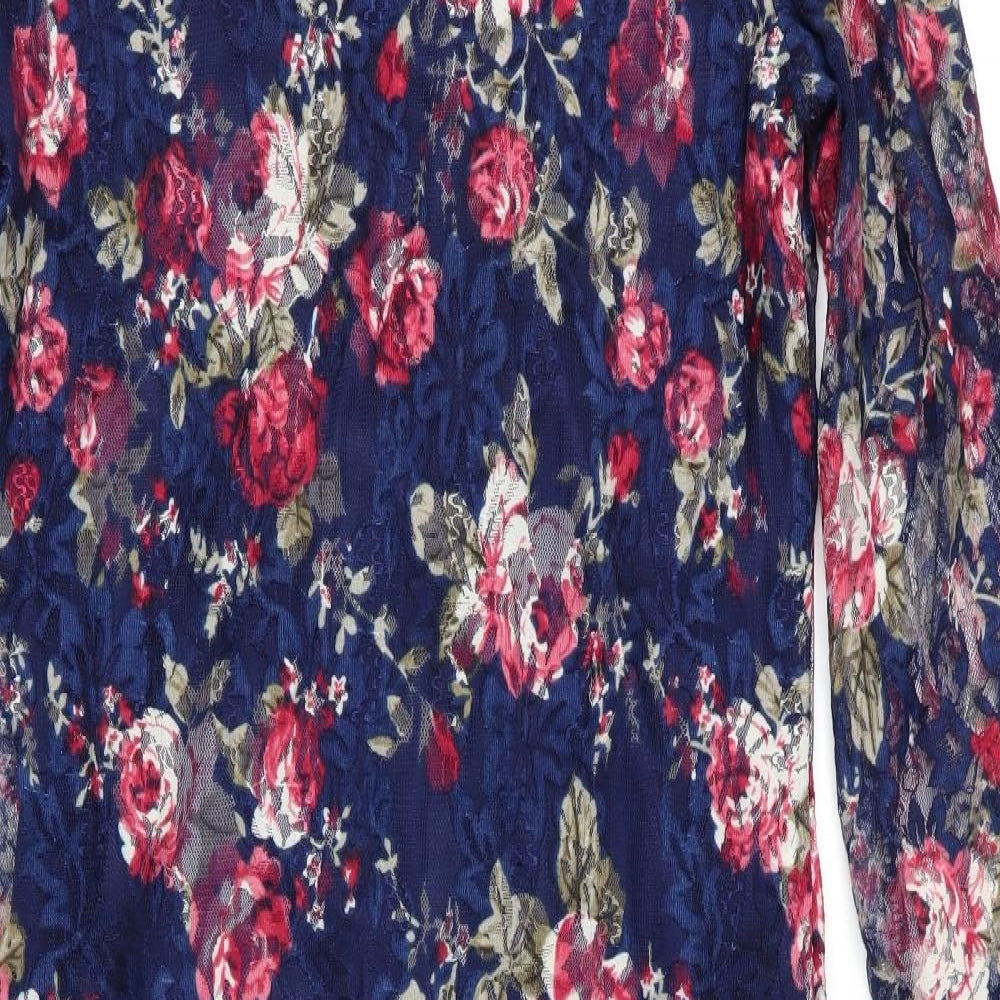 Pussycat London Womens Blue Floral  Bodycon  Size 10  - Lace Overlay Dress