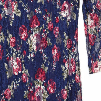 Pussycat London Womens Blue Floral  Bodycon  Size 10  - Lace Overlay Dress