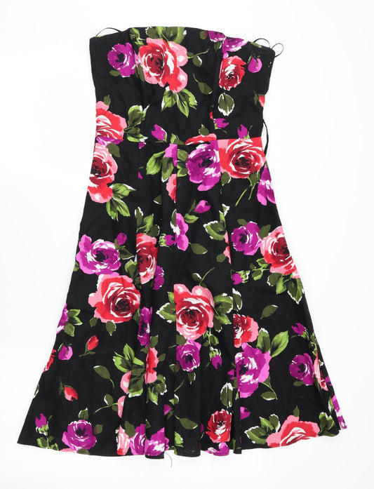 New Look Womens Black Floral  Fit & Flare  Size 10