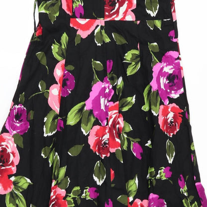 New Look Womens Black Floral  Fit & Flare  Size 10