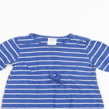 H&M Girls Blue Striped  T-Shirt Dress  Size 6-9 Months