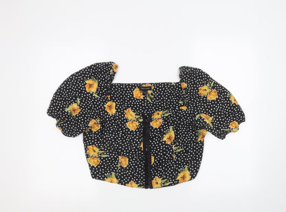 Womens UK Size 16 New Look Black Basic Button-Up