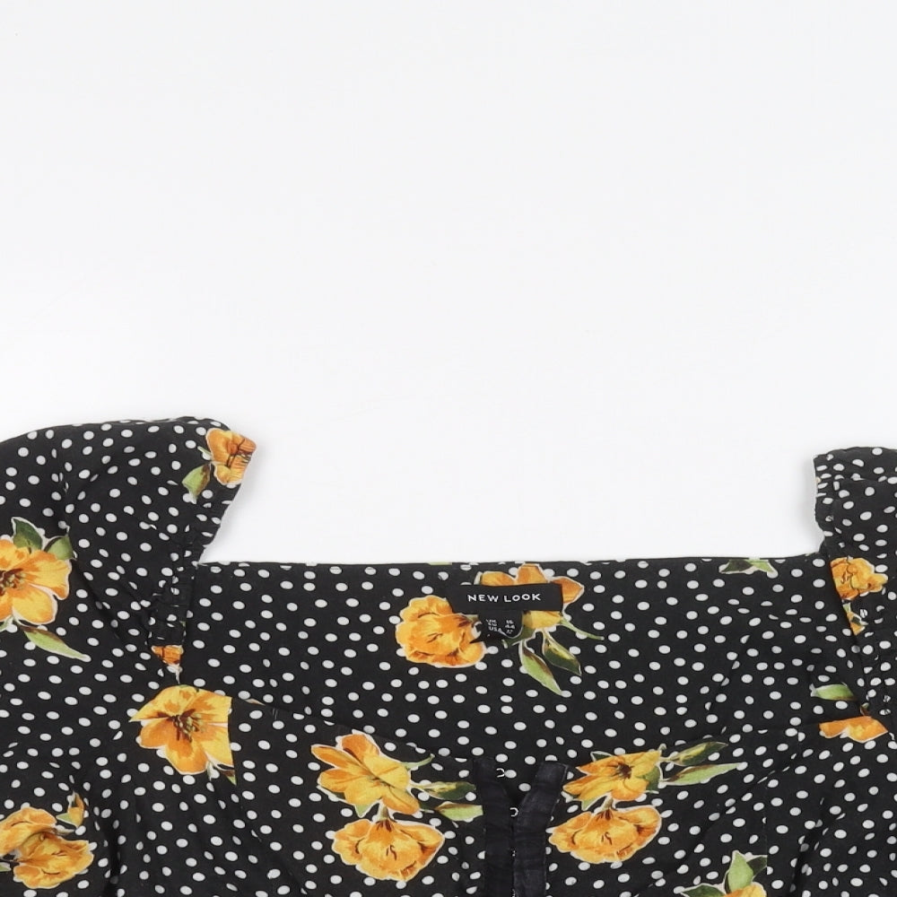 Womens UK Size 16 New Look Black Basic Button-Up