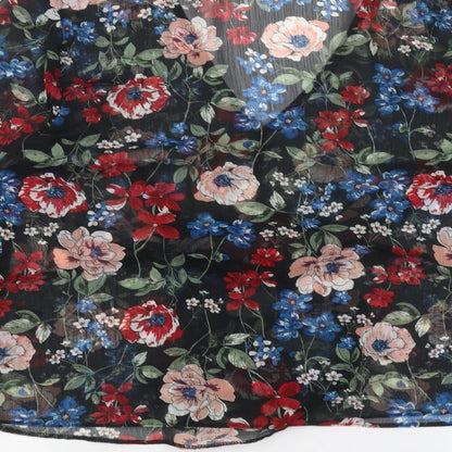 Papaya Womens Black Floral  Basic Blouse Size 14