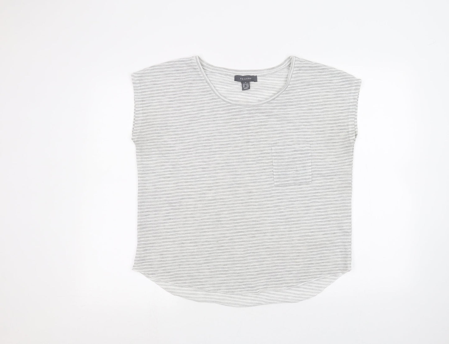 Primark Womens White Striped  Basic T-Shirt Size S