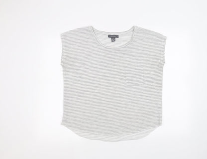Primark Womens White Striped  Basic T-Shirt Size S