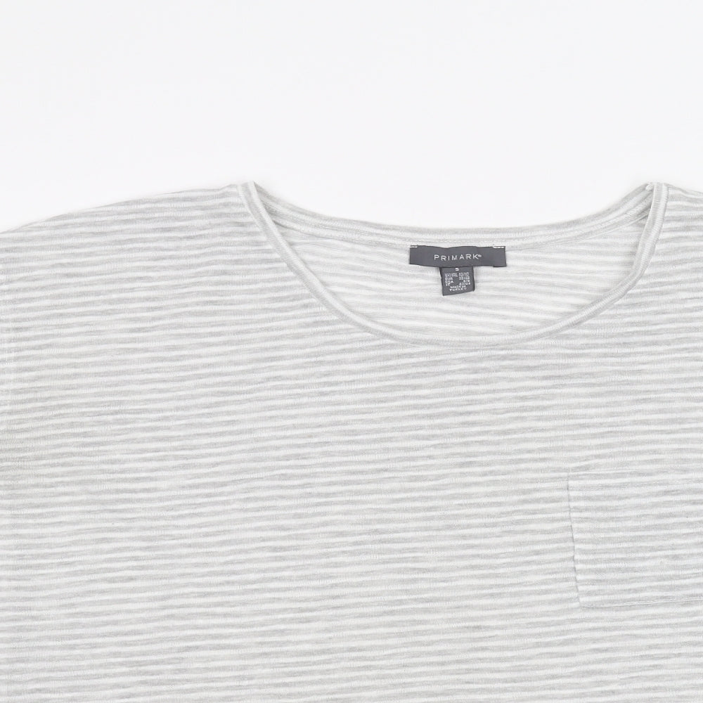 Primark Womens White Striped  Basic T-Shirt Size S