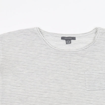 Primark Womens White Striped  Basic T-Shirt Size S