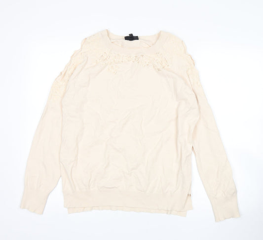 Womens UK Size 14 Topshop Beige Pullover Jumper