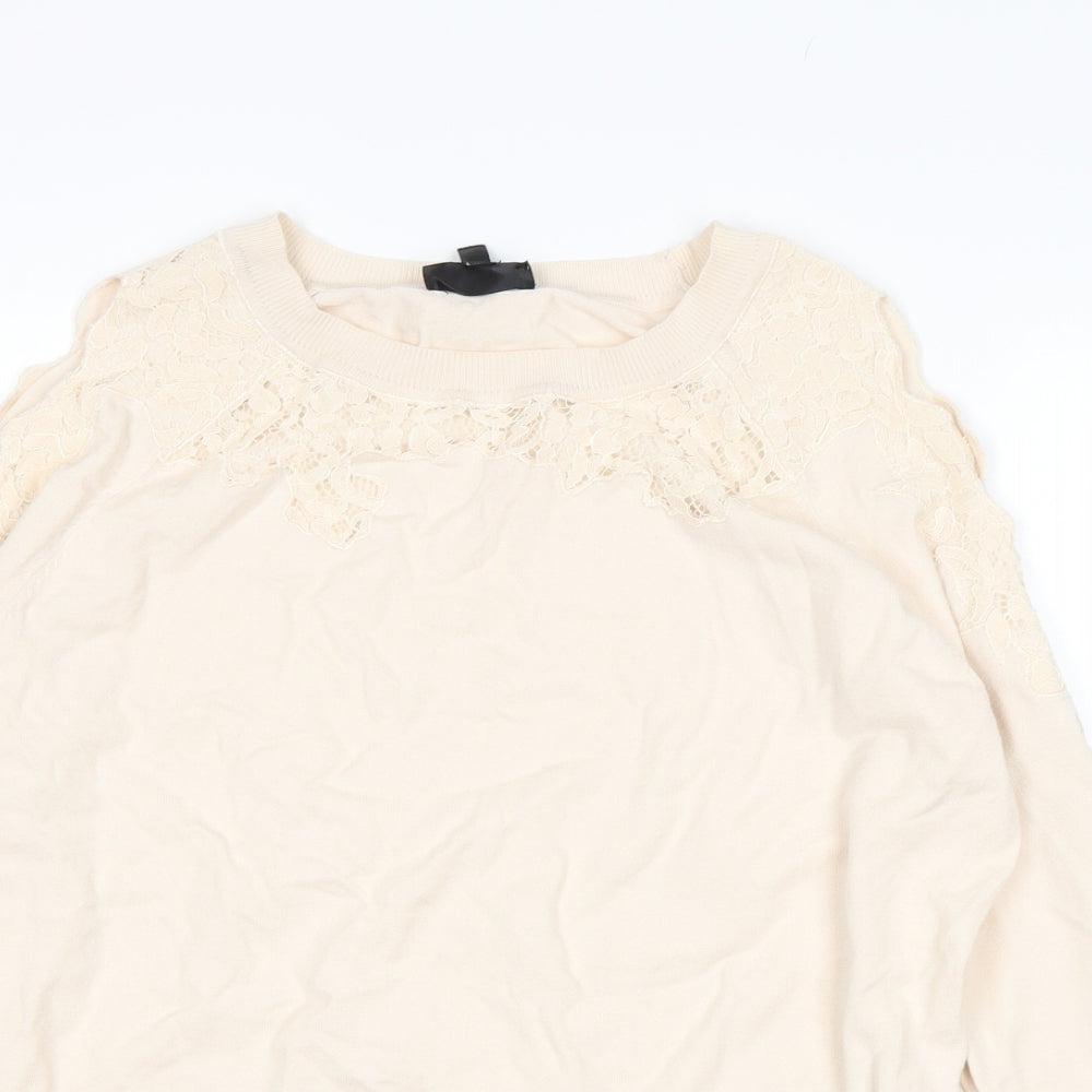Womens UK Size 14 Topshop Beige Pullover Jumper
