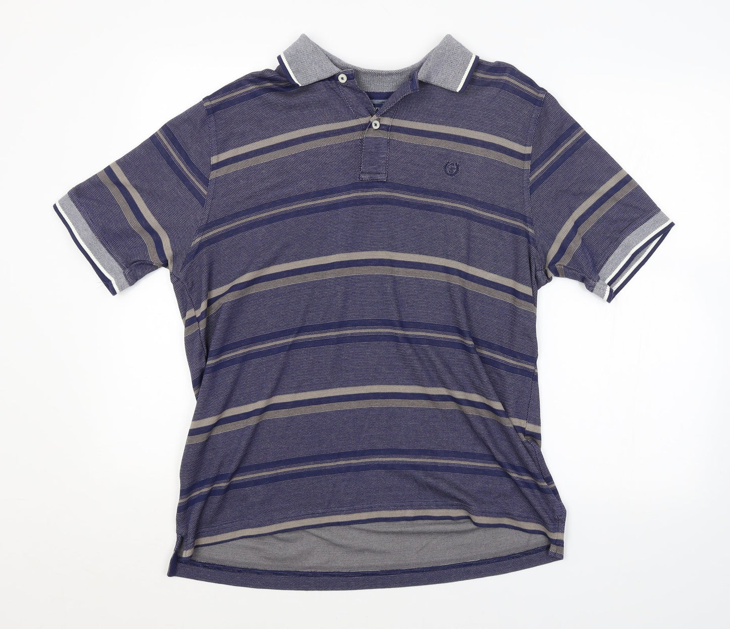 Easy Mens Blue Striped   Polo Size M