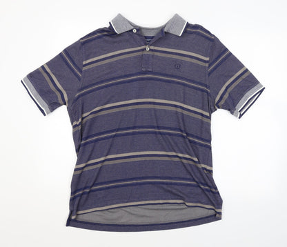 Easy Mens Blue Striped   Polo Size M