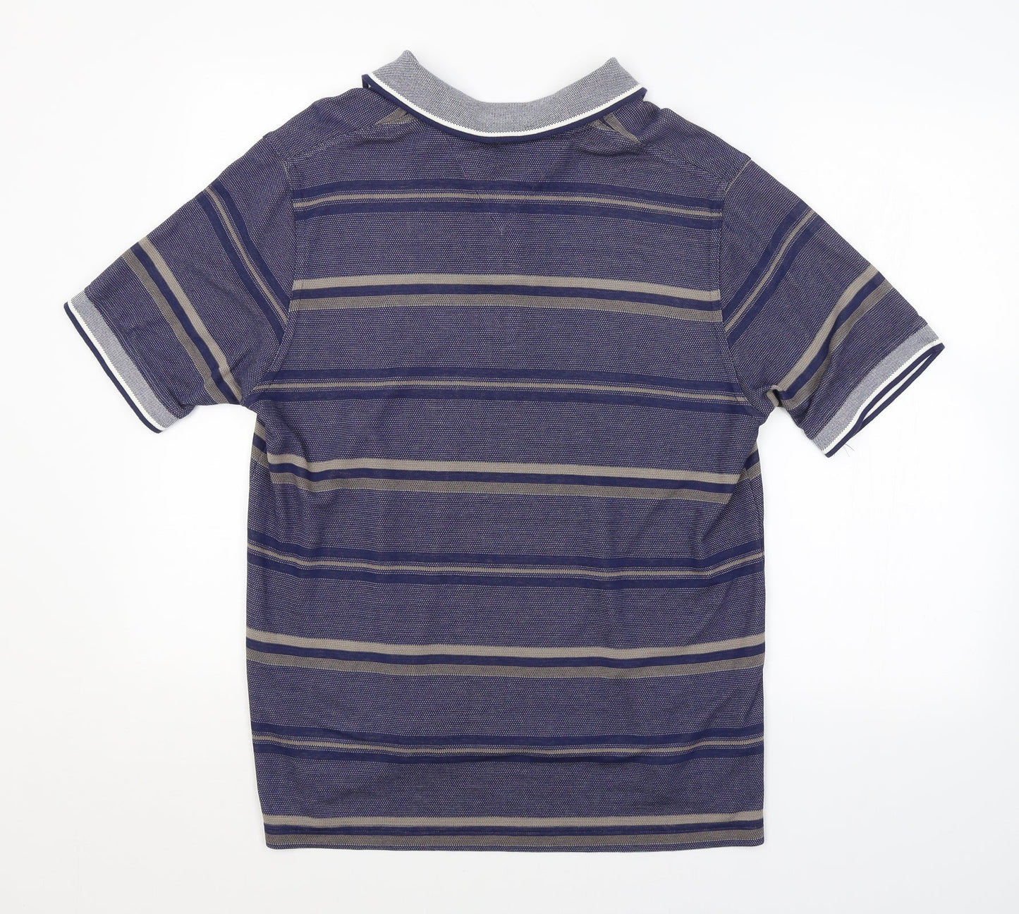 Easy Mens Blue Striped   Polo Size M