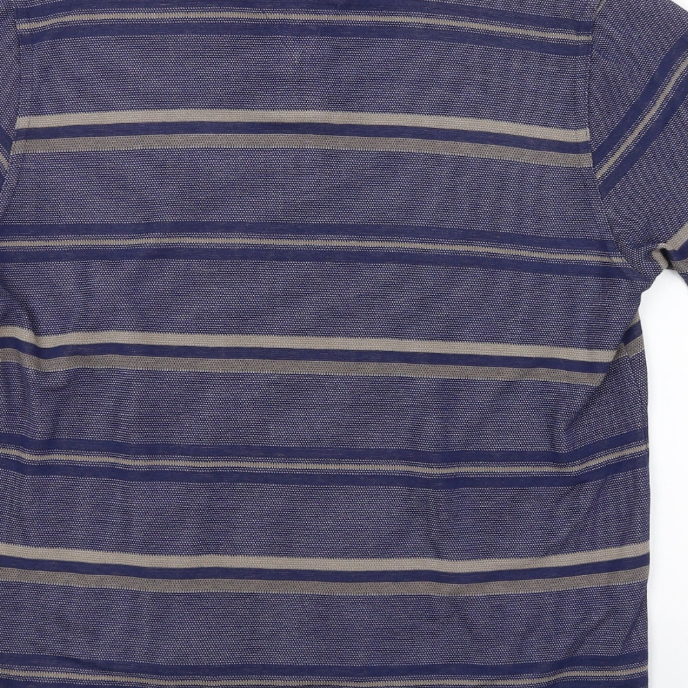 Easy Mens Blue Striped   Polo Size M