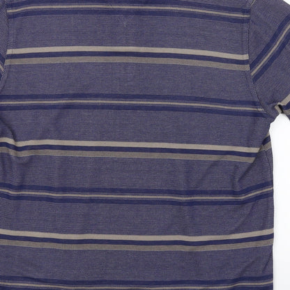 Easy Mens Blue Striped   Polo Size M