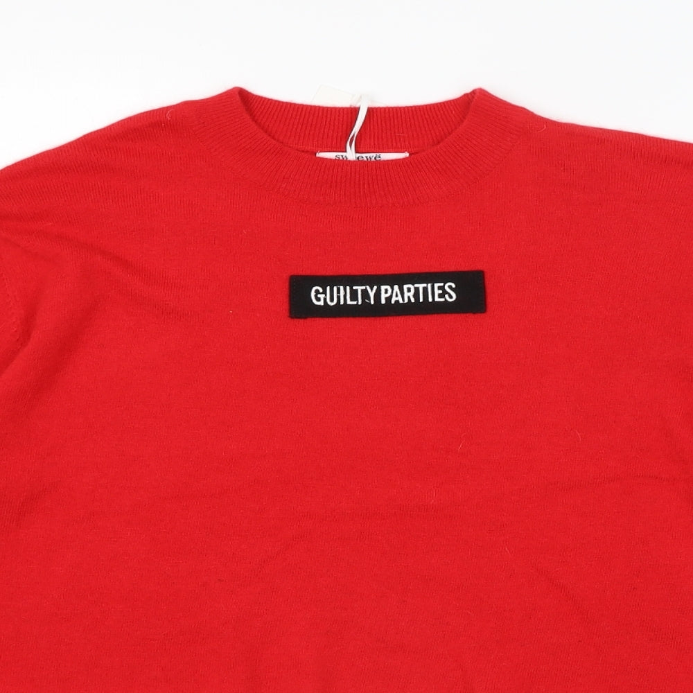 Womens UK Size M SWEEWE Red Pullover Jumper